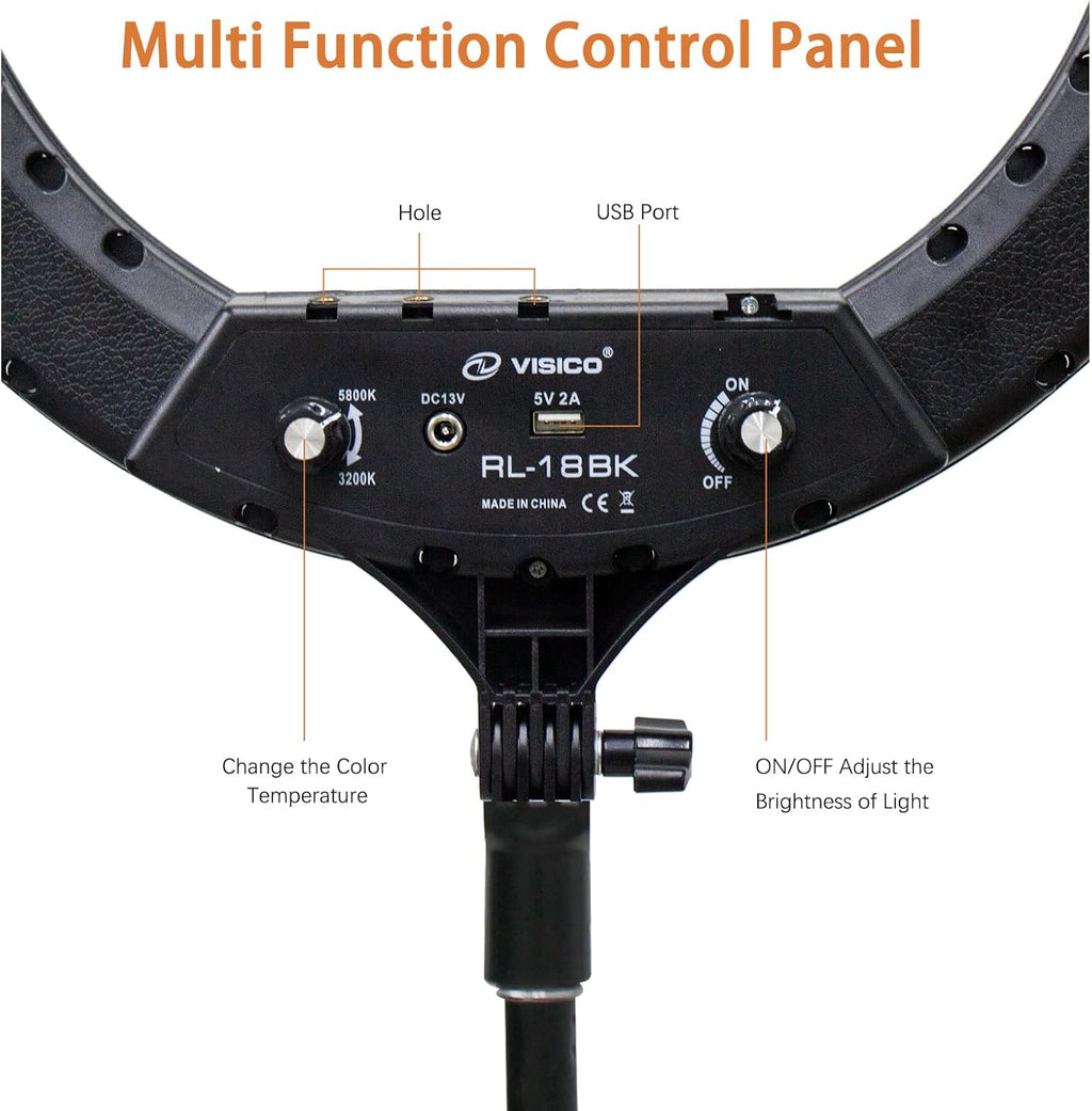 18 Ring Light with Tripod Stand and Phone Holder Y185
