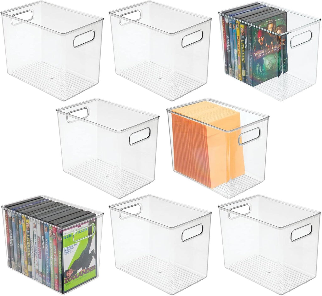 Clear Plastic Storage Container Bins with Handles, 8 Pack C354