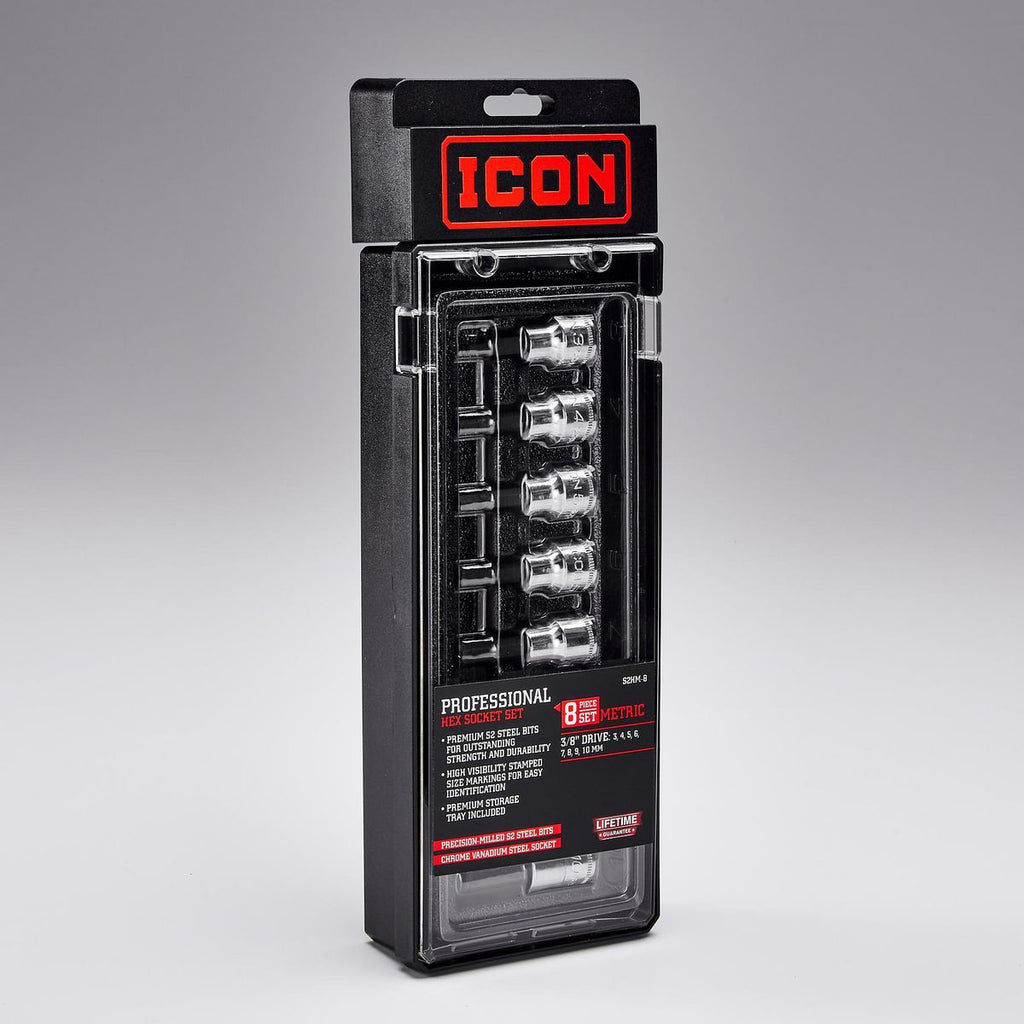 3/8 in. Drive Metric Hex-Bit Socket Set, 8-Piece H27222