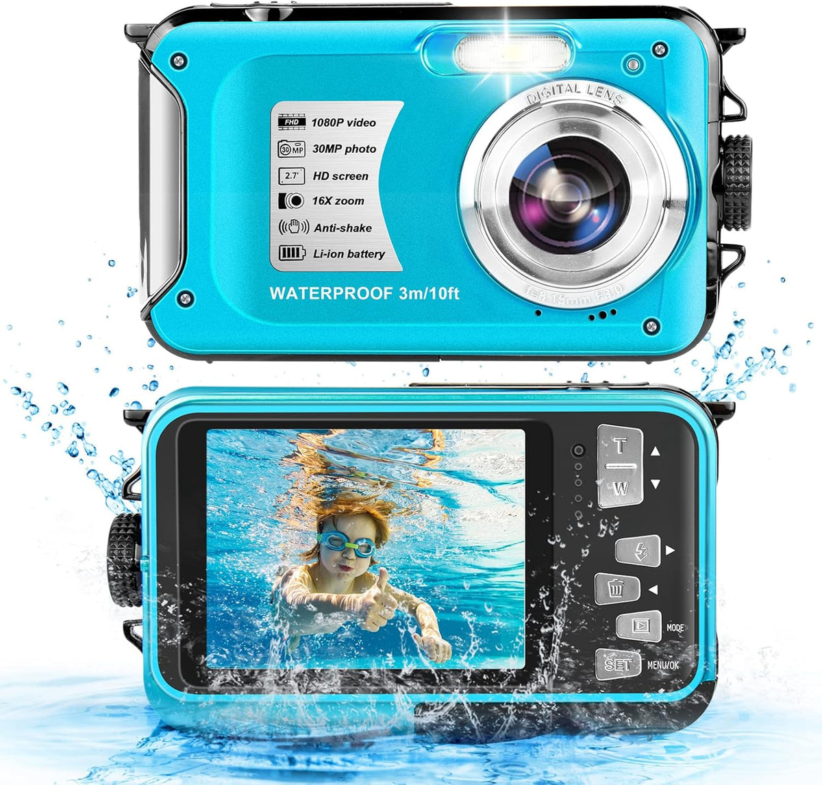 1080P Full HD 30MP 16X Zoom Waterproof Digital Camera O832713
