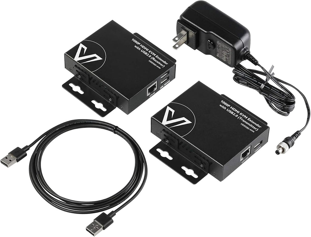 HDMI USB Extender, 1080P 60Hz Over Cat6 up to 80m, 2-Port USB2.0, PoE S320
