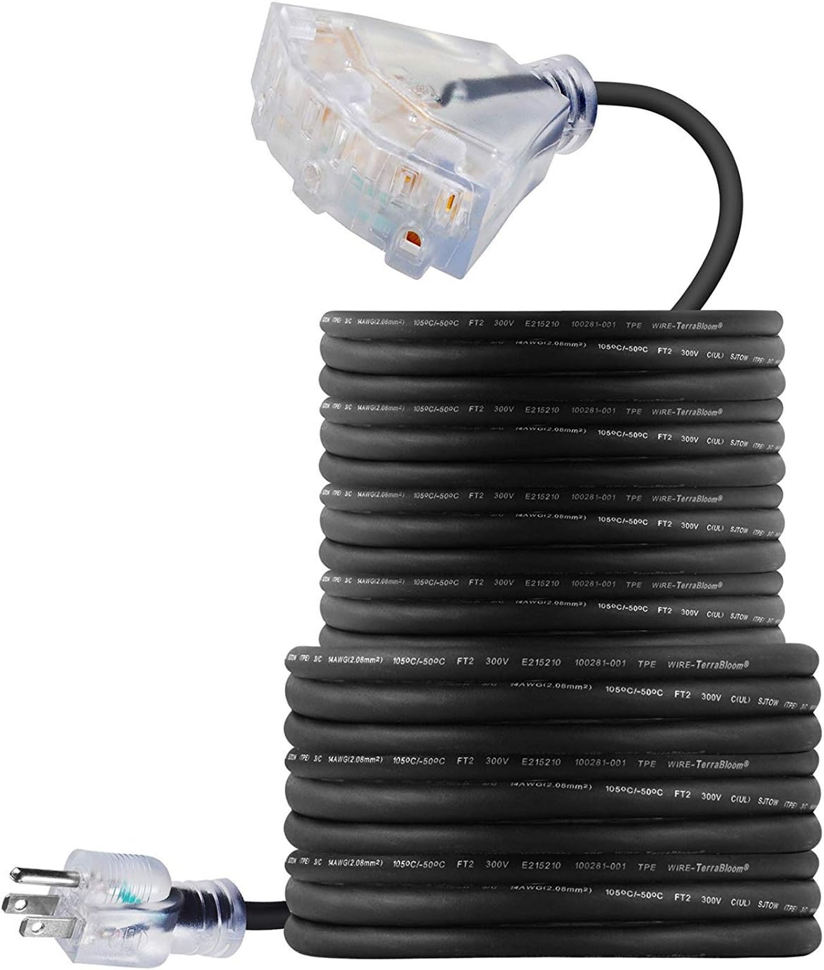 50 FT 12/3 Outdoor Extension Cord, Triple Outlet Black W970815
