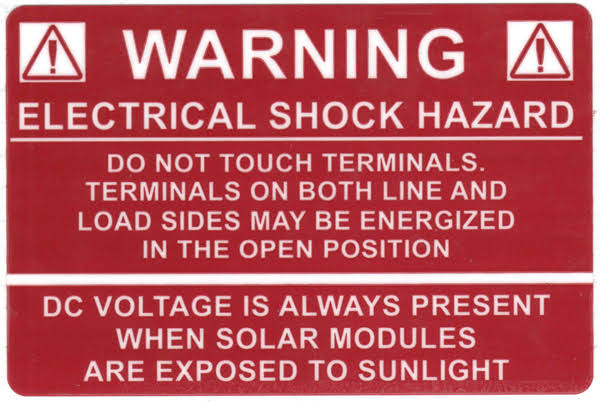 Warning Electrical Shock Hazard Label O89944