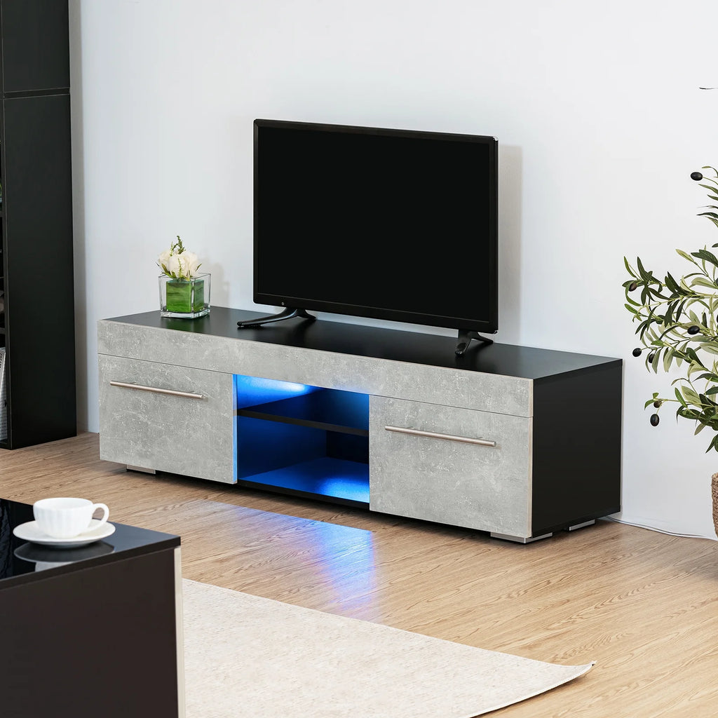 White High Gloss TV Stand with LED Lights W8482