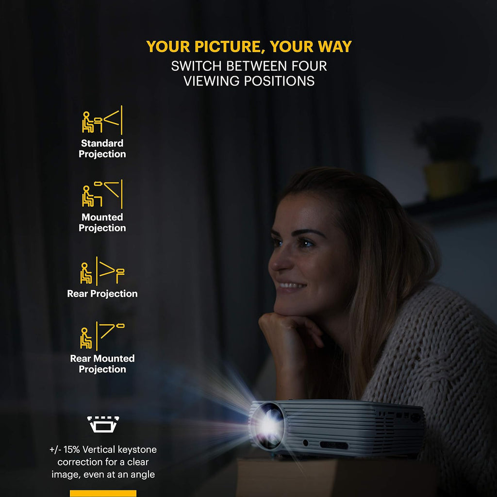 Home Projector with Tripod and Case, 1080p HD J487