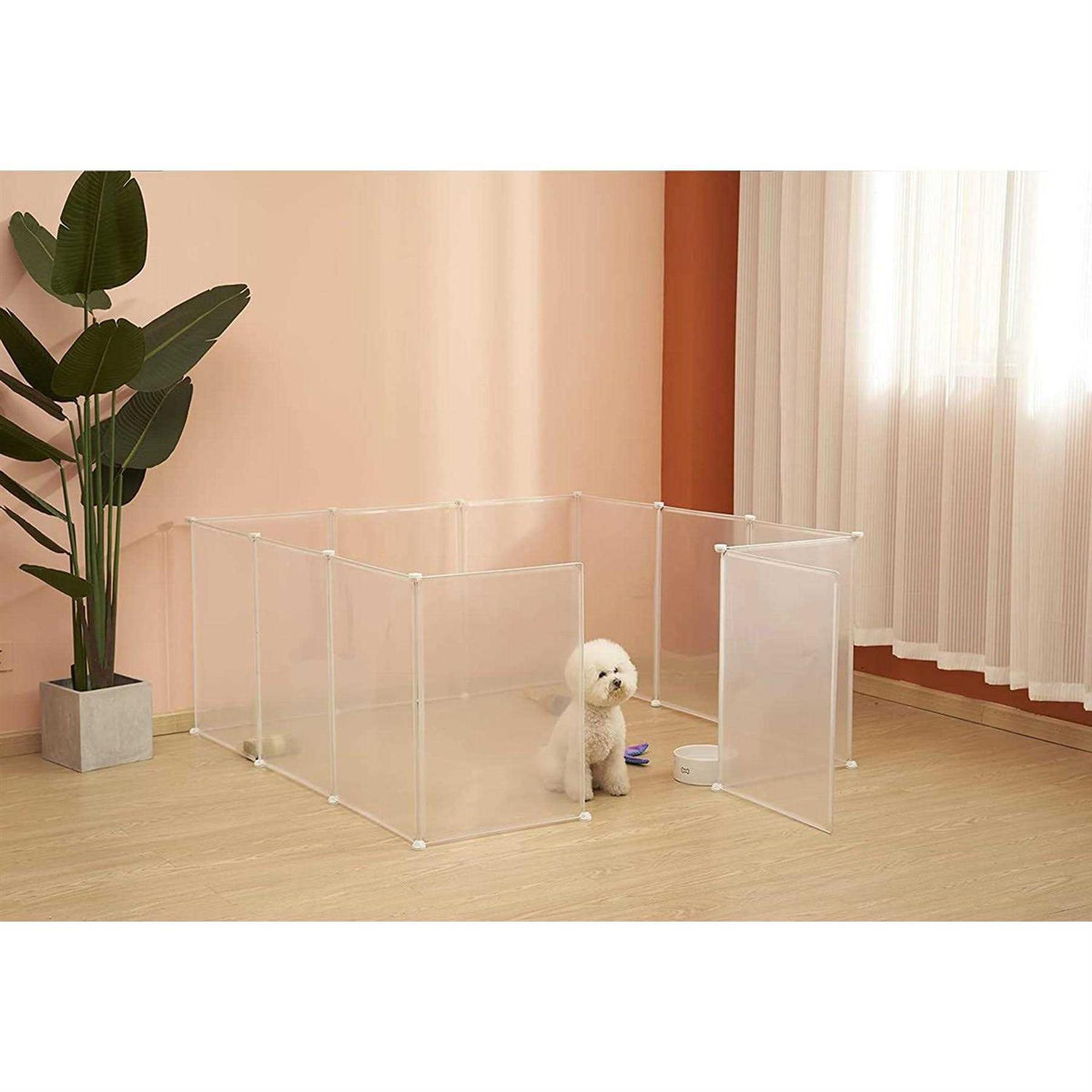 Transparent Plastic 12 Grid Panel Pet Playpen Q835955