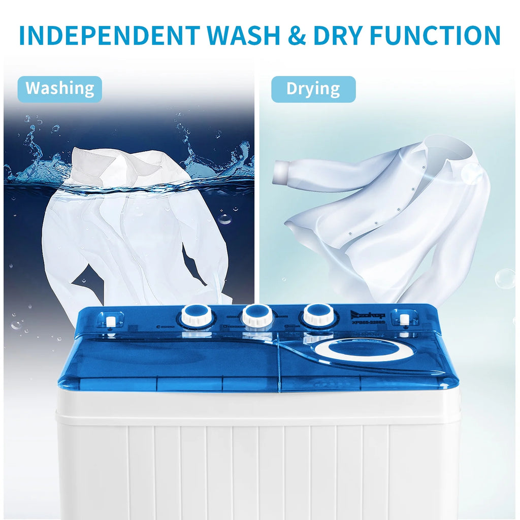 Portable 26lbs Compact Twin Tub Washing Machine White Black U532825