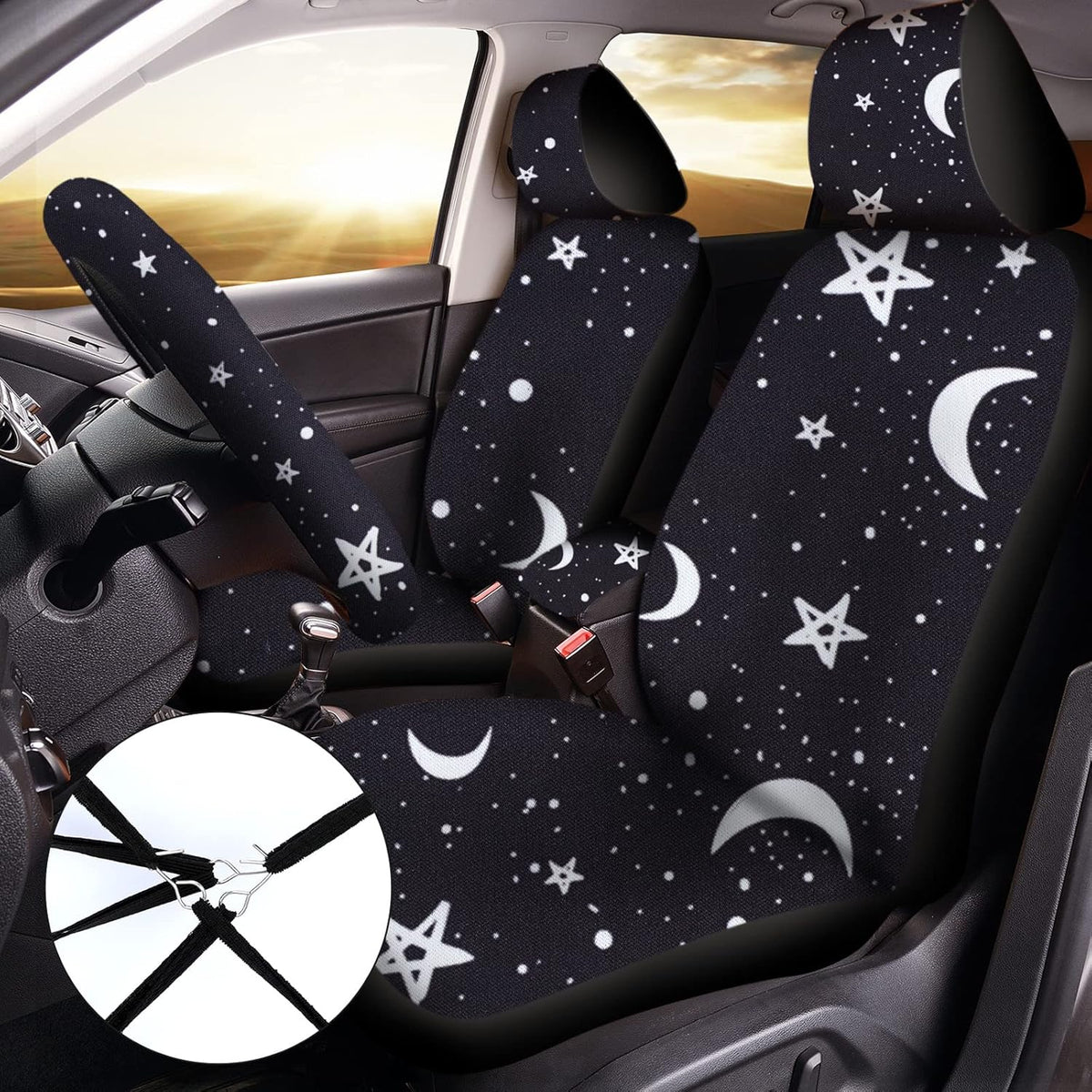 15 Pieces Moon and Stars Car Seat Cover Full Set M655646