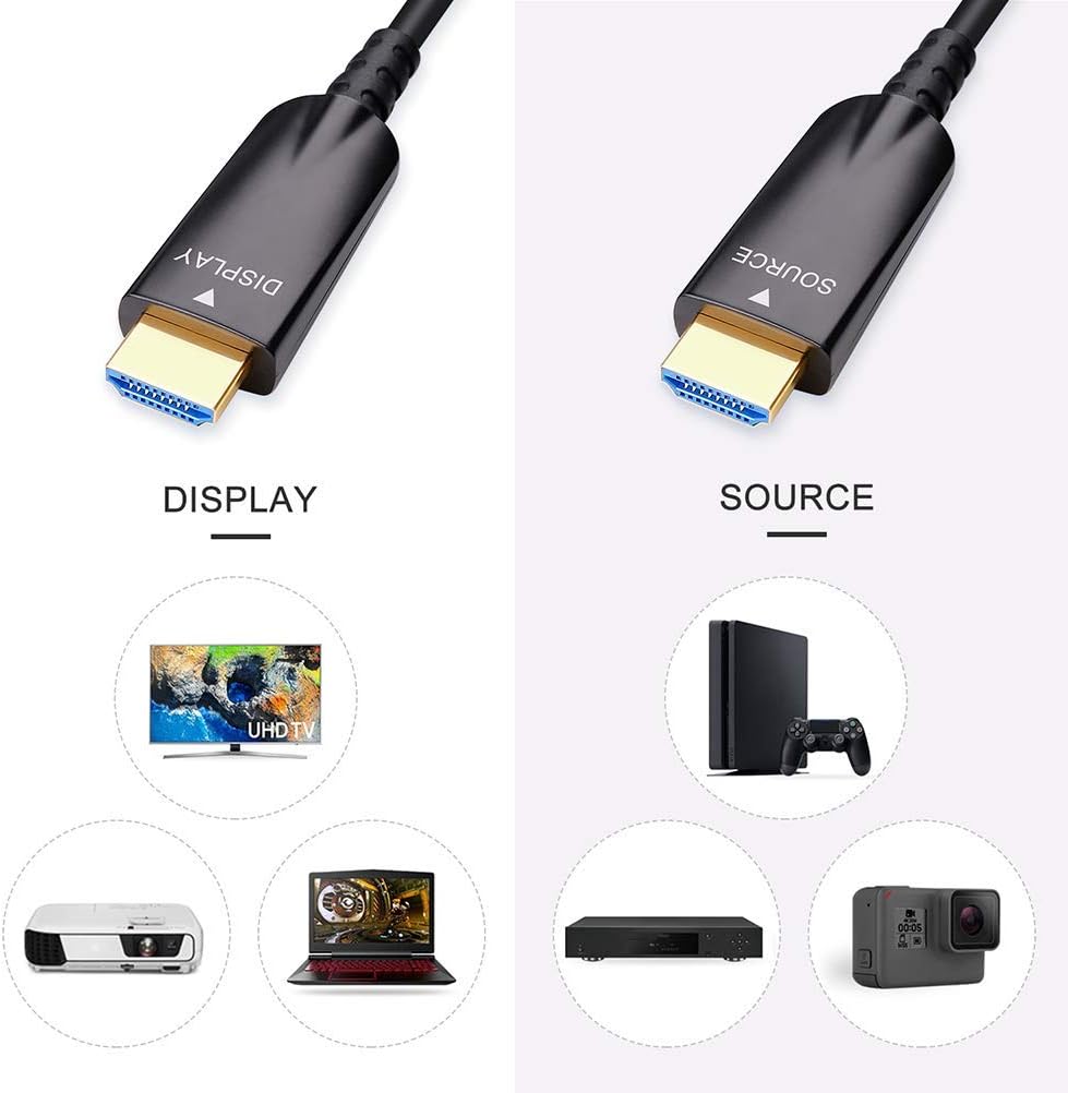 100ft Fiber Optic HDMI Cable 4K 30Hz 1080p 60Hz Black J4308