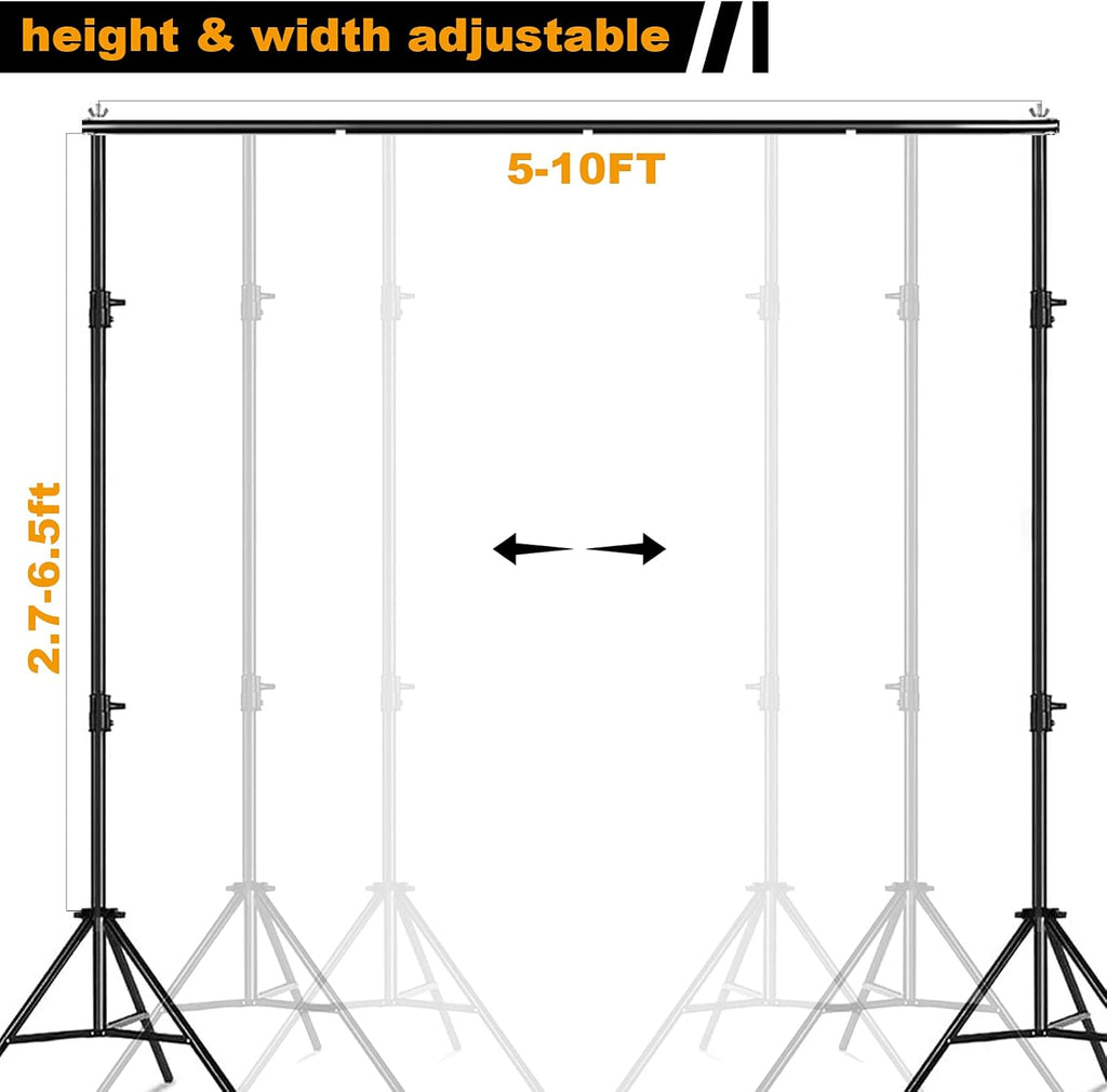 10x8.5FT Backdrop Stand Kit with Spring Clamp, Sand Bag, Carry Bag J372770