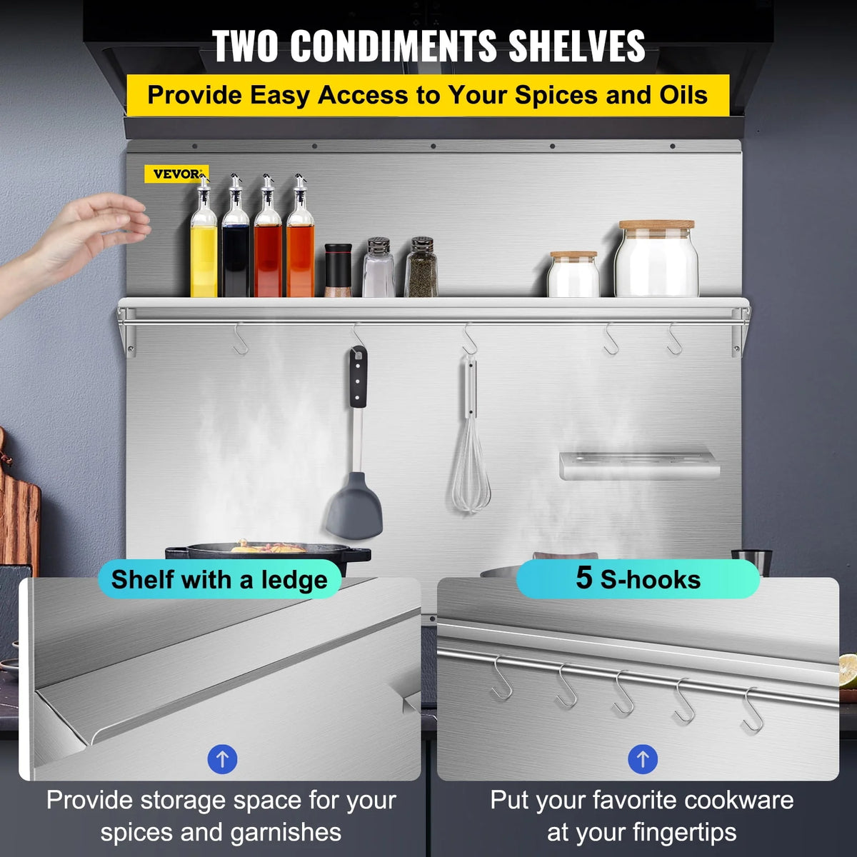 Stainless Steel Range Backsplash with Shelf B878