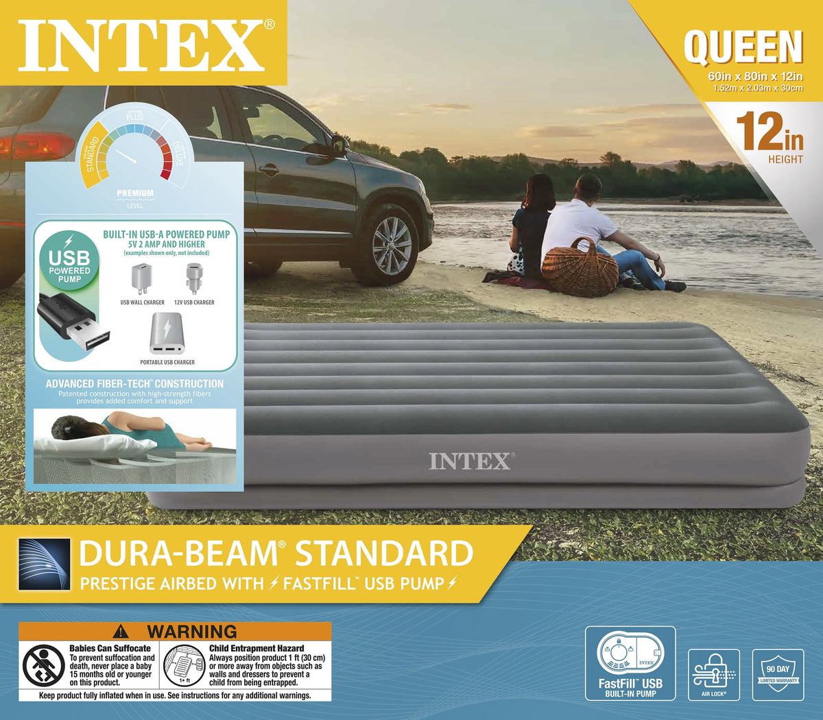 Queen Air Mattress Bed with USB Pump F948056