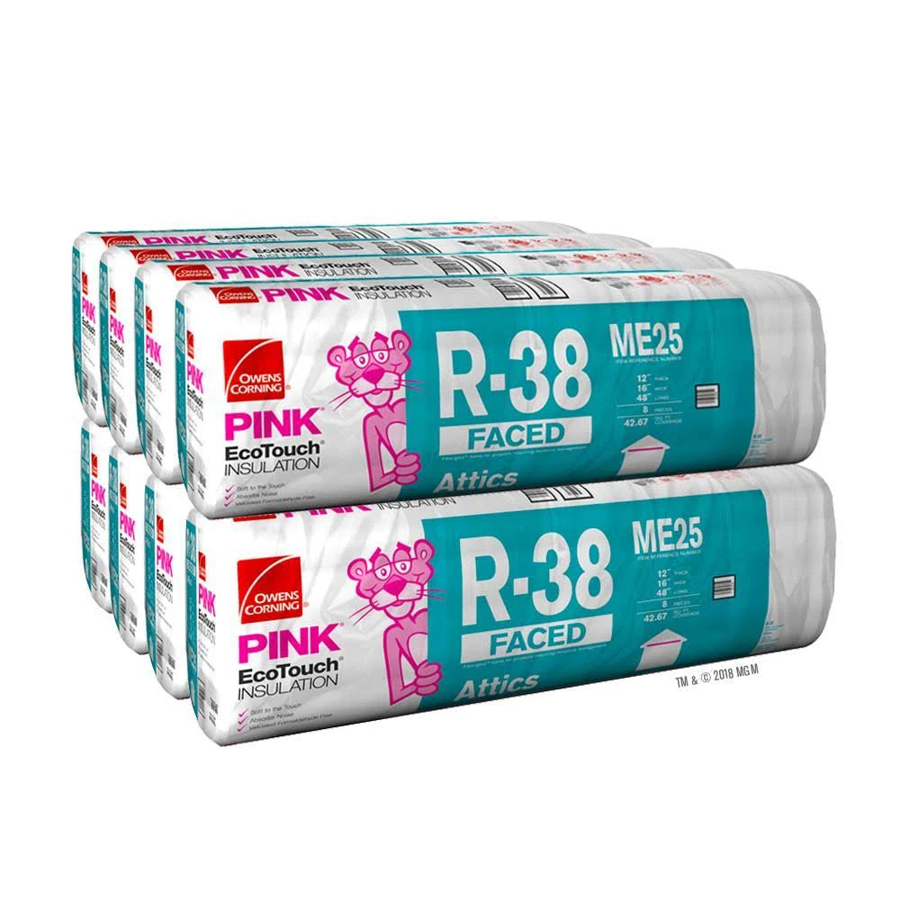 R-38 Kraft Faced Fiberglass Insulation Batt 16 in. x 48 in. 8-Bags D739