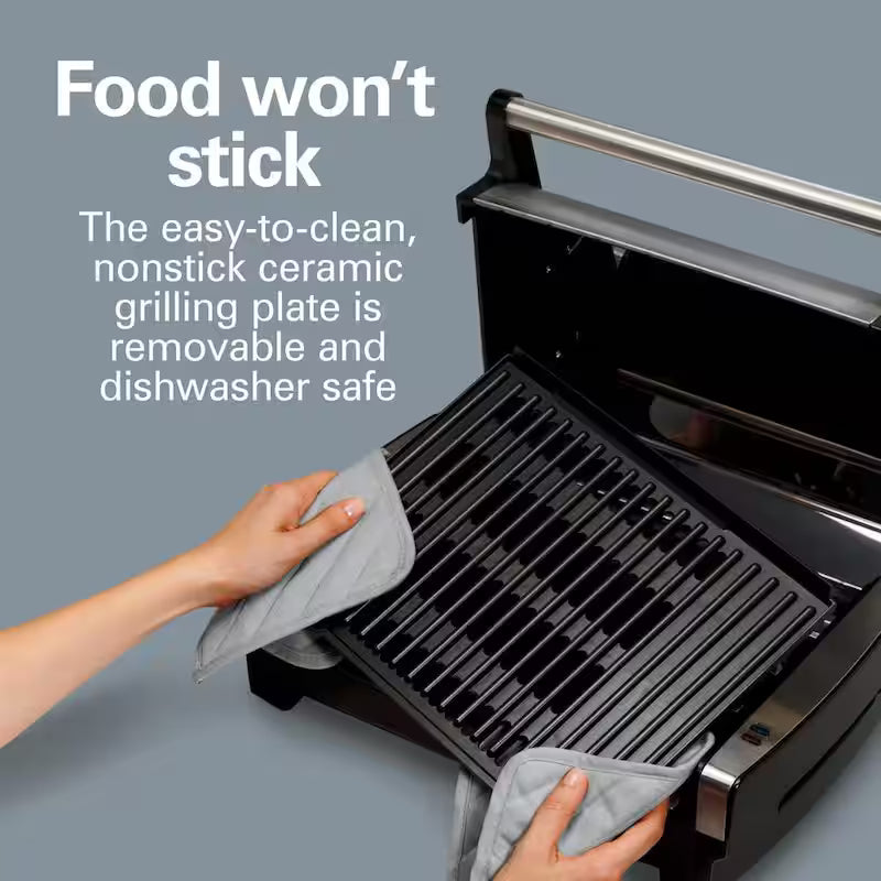 Stainless Steel Indoor Grill with Non-Stick Plates O305594