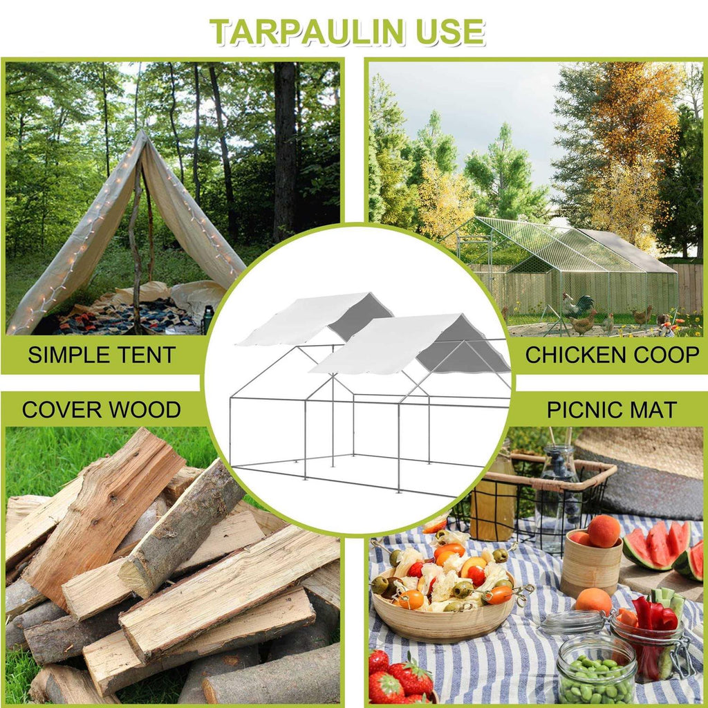Outdoor Metal Chicken Coop Cover with Ball Bungees O37235