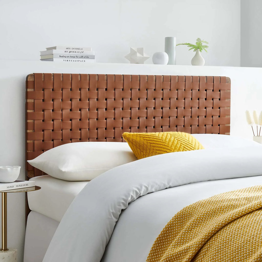 Full Vegan Leather Headboard in Walnut Brown T26206