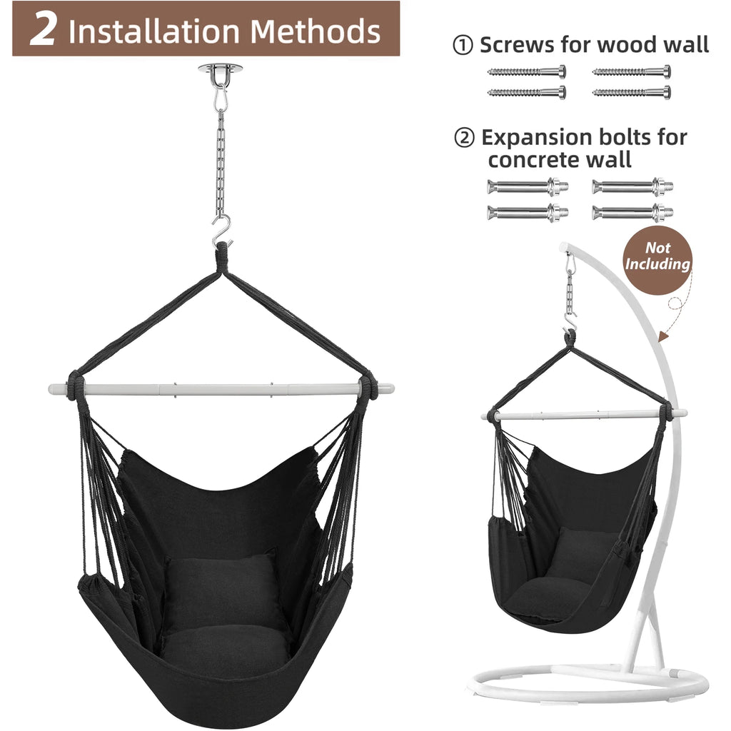 Large Cotton Hammock Chair Swing with Cushions V603