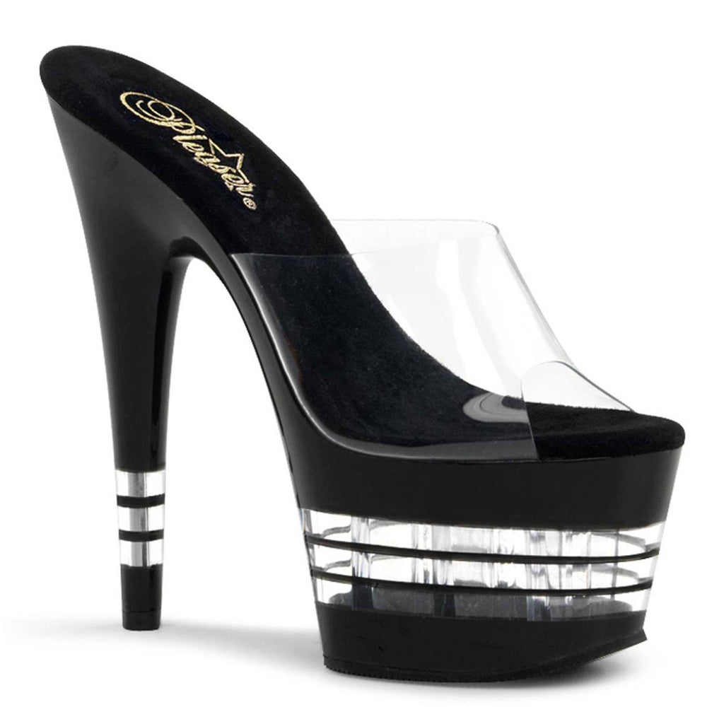 Clear Black Ankle Strap Sandals K296
