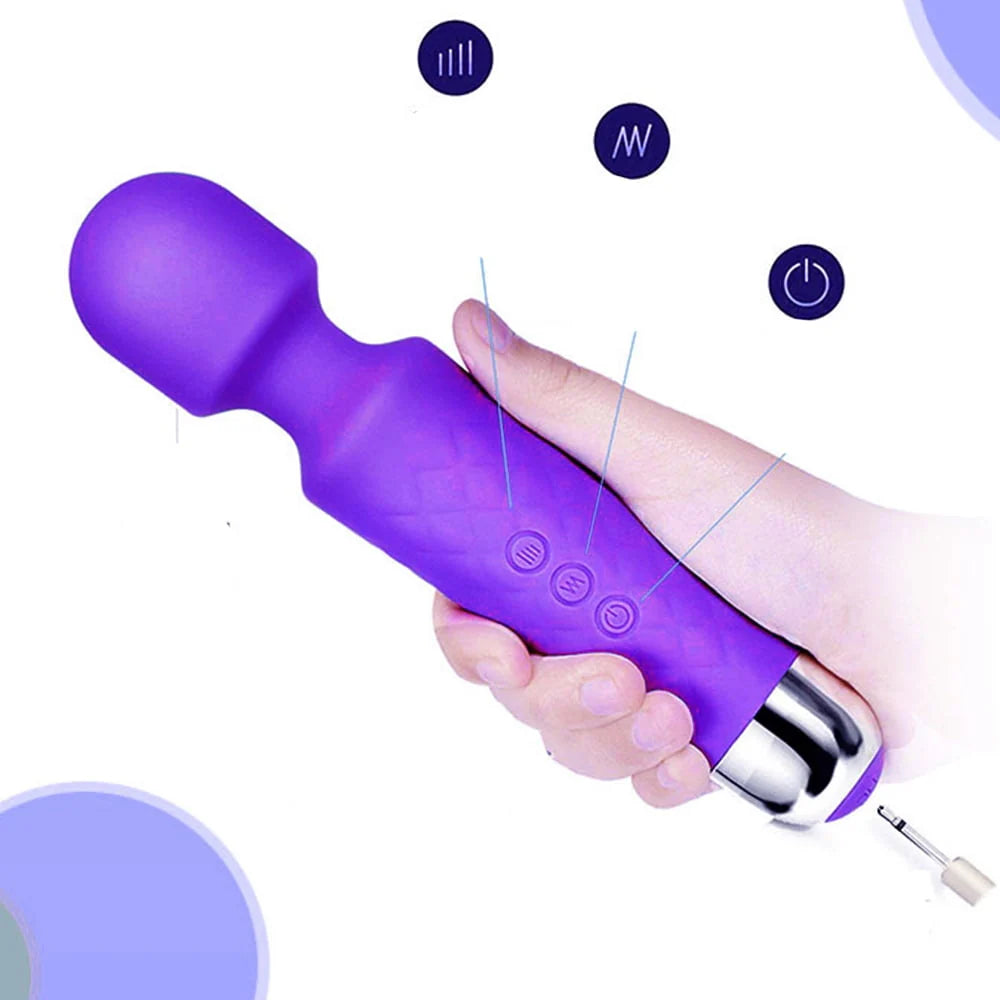Purple Cordless USB Rechargeable Personal Wand Massager U48463