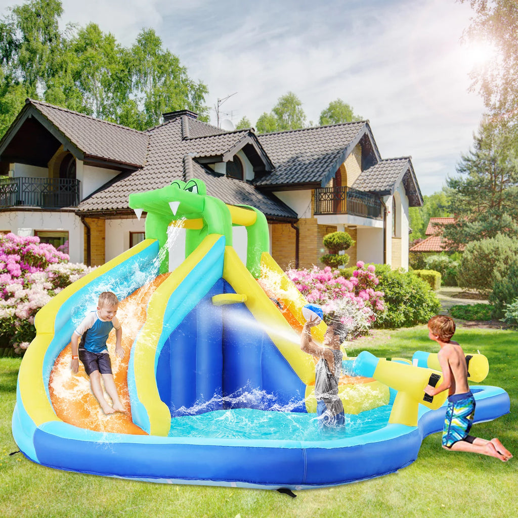 Inflatable Bounce House with Water Slide and Spray Pool P305627