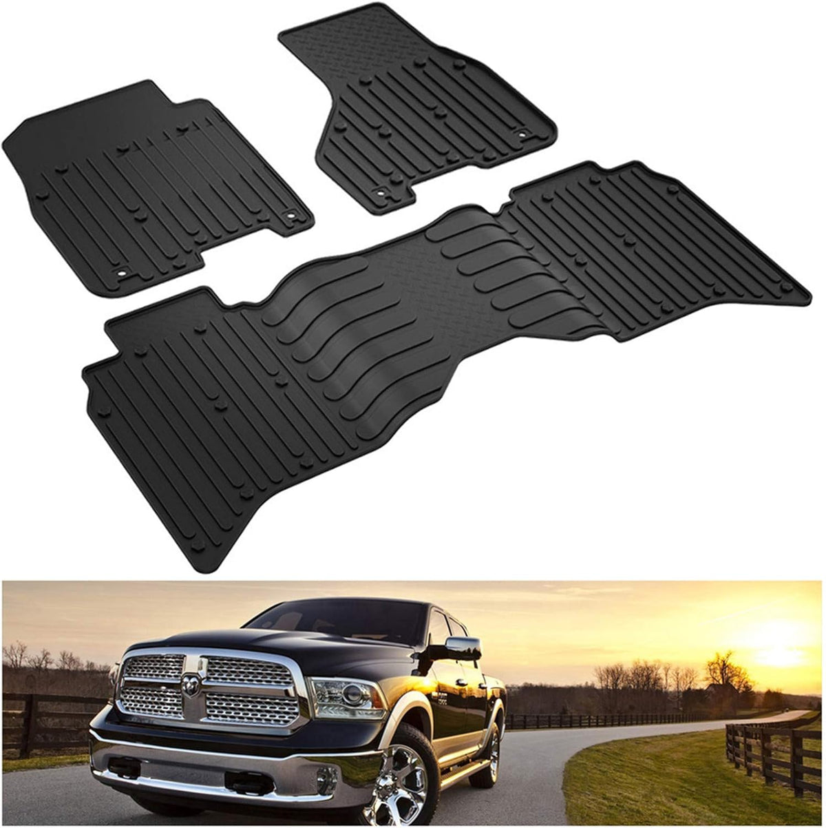 All Weather TPE Floor Mats Front & Rear 2 Row Set V174
