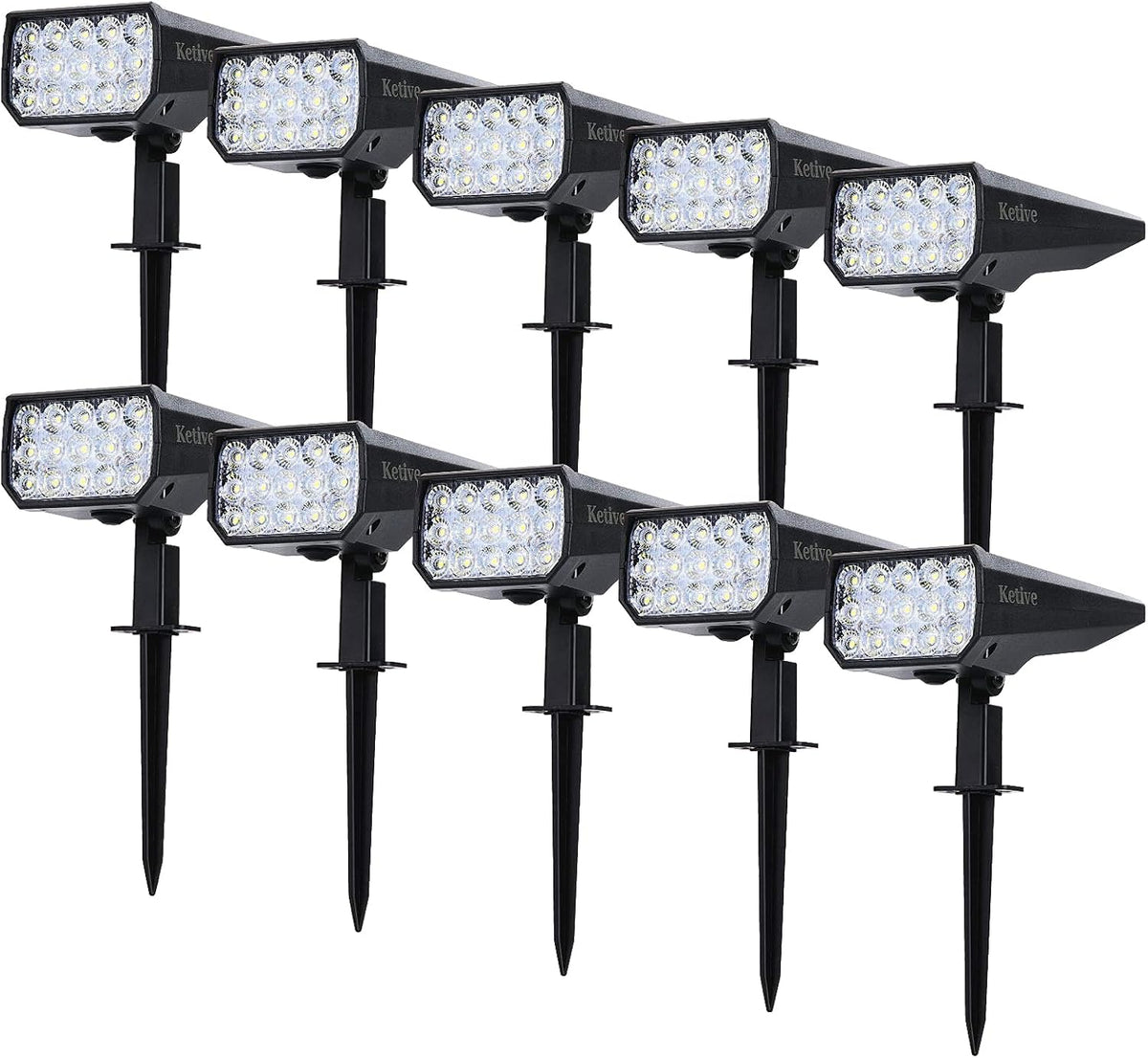 15 LEDs Cold White Solar Outdoor Lights 10 Pack Q30453