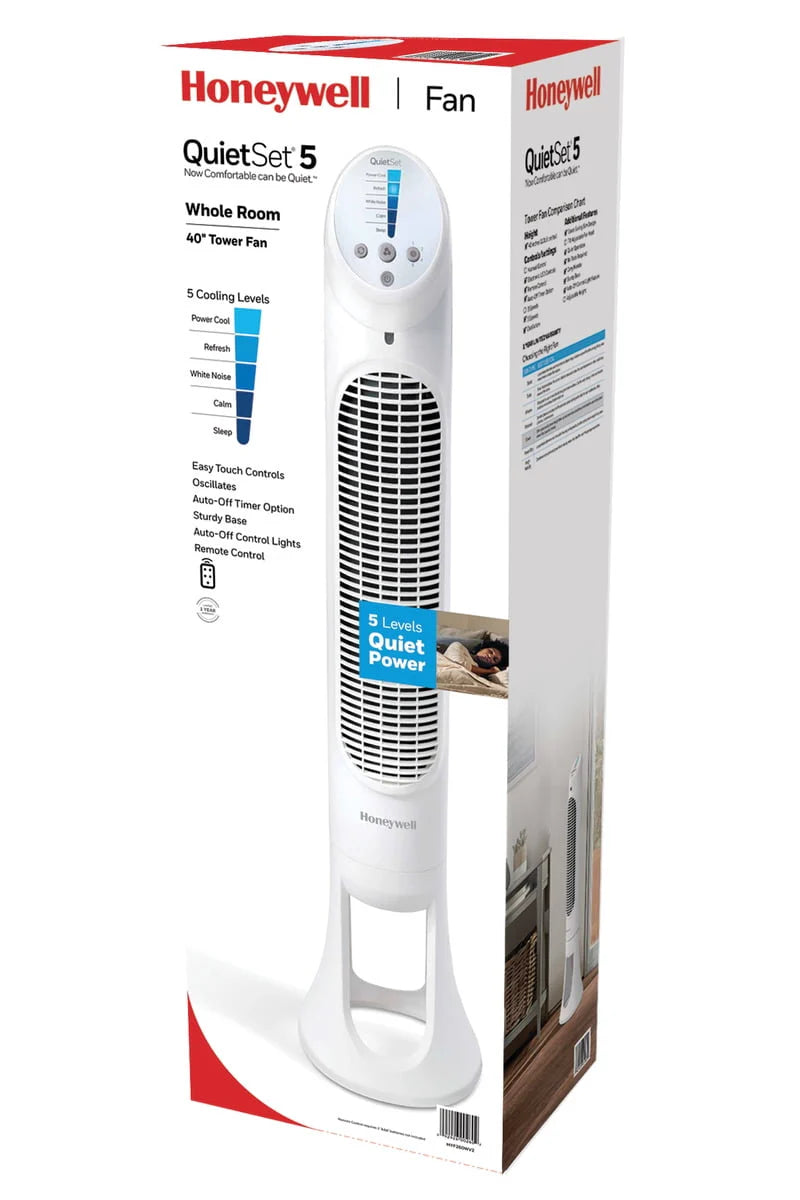 Black QuietSet Oscillating Electric Tower Fan X3847