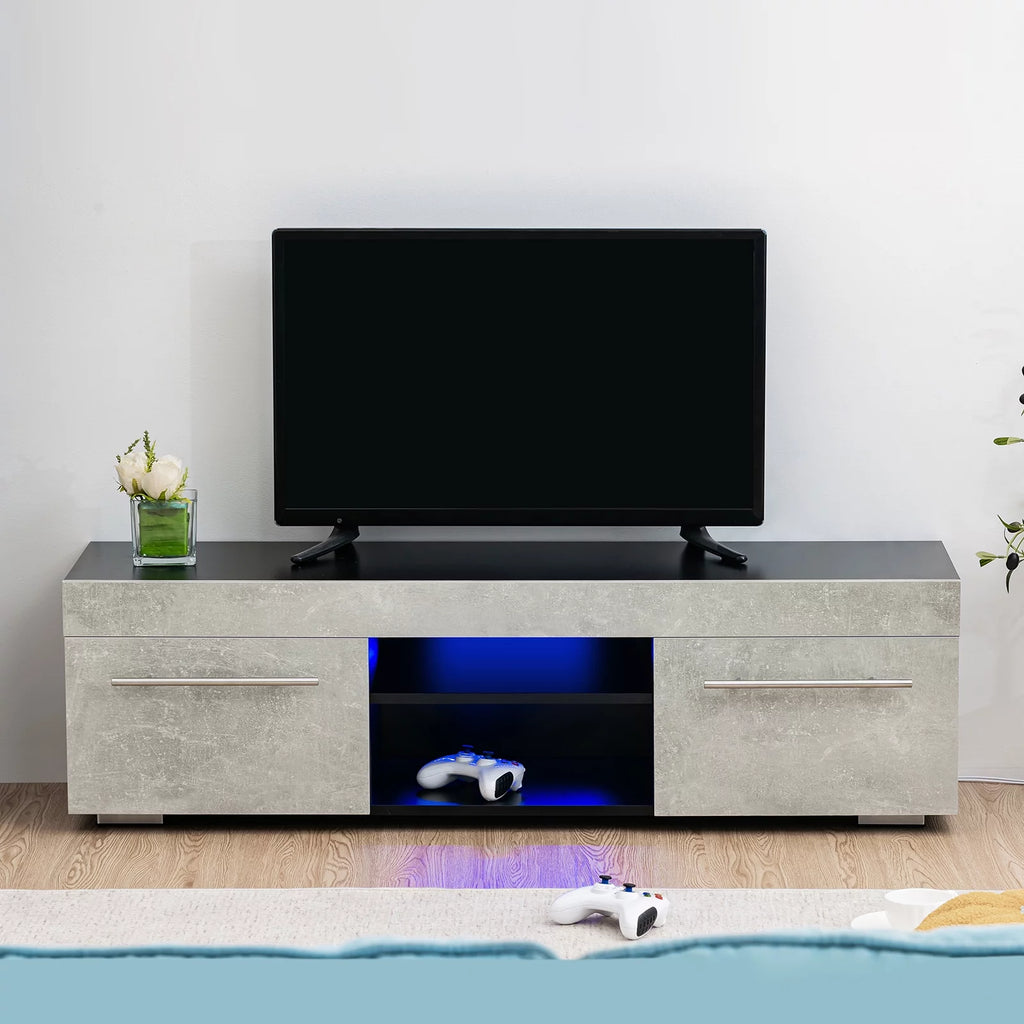 White High Gloss TV Stand with LED Lights W8482