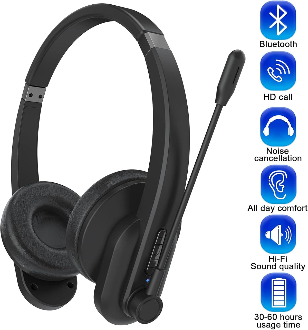 Bluetooth Headset with Microphone Hybrid Active Noise Cancelling Over Ear Headphone B8955