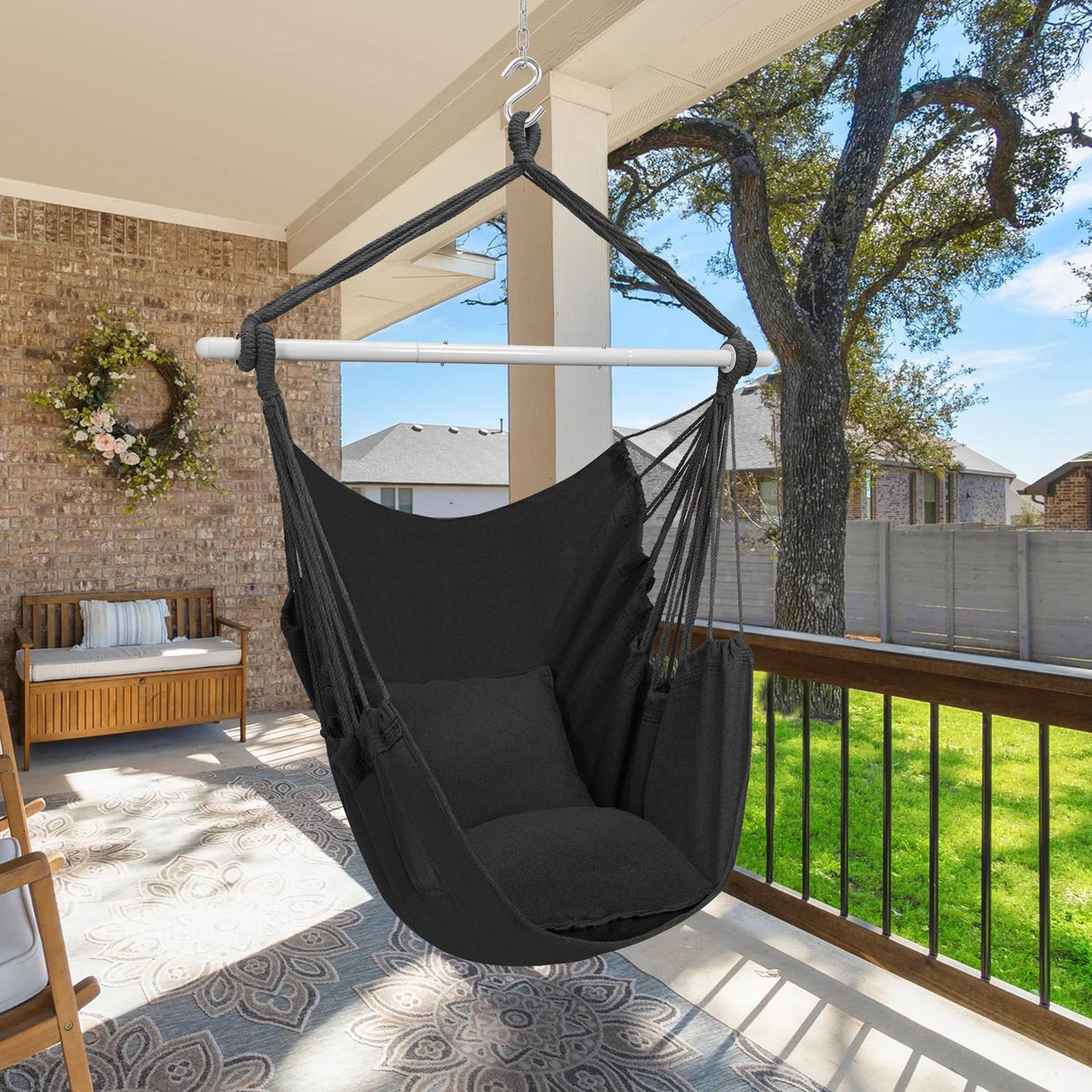 Large Cotton Hammock Chair Swing with Cushions V603