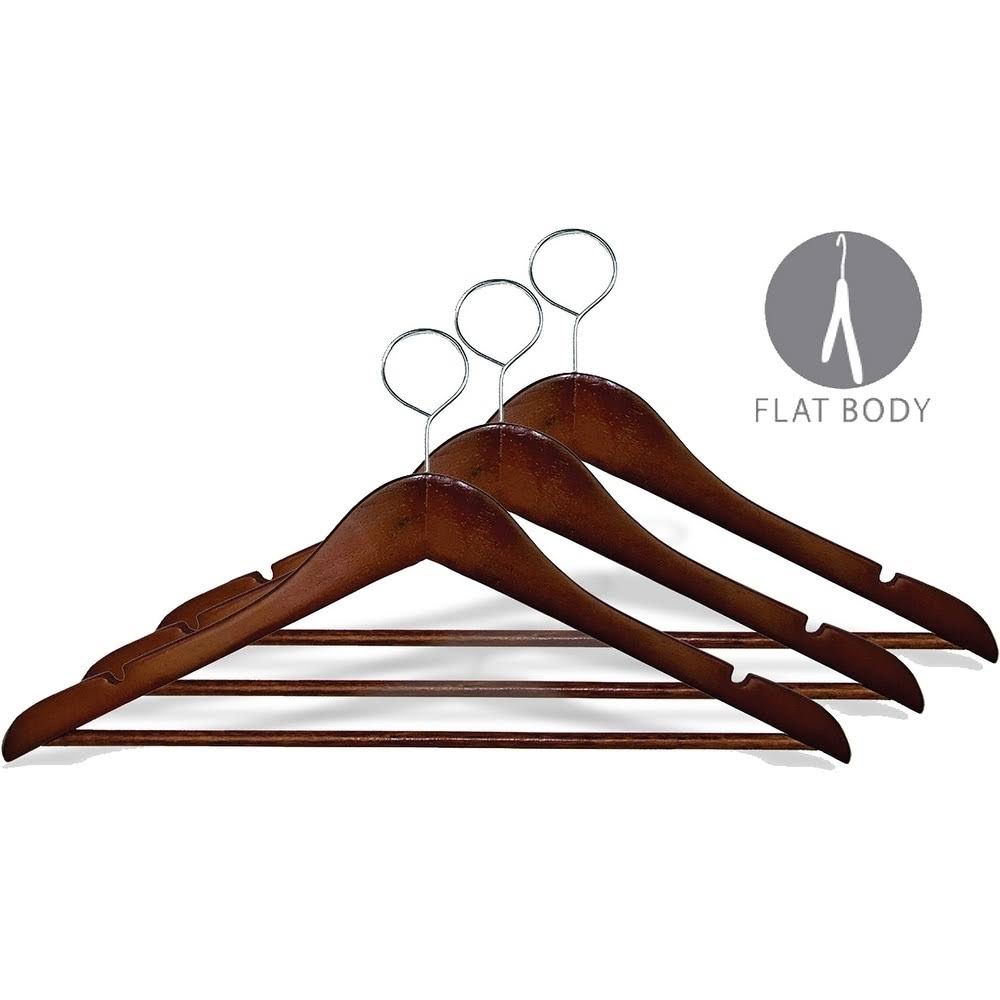 Natural Finish Wooden Hangers with Clips, Box of 50 R734