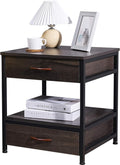 Oak 2 Drawer Nightstand with Metal Frame L374565