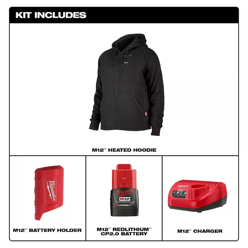 Men's Black Heated Jacket Hoodie Kit X190