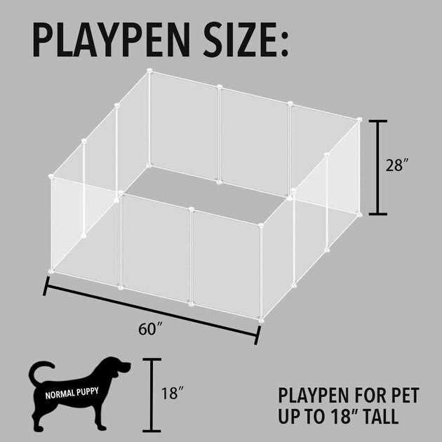 Transparent Plastic 12 Grid Panel Pet Playpen Q835955