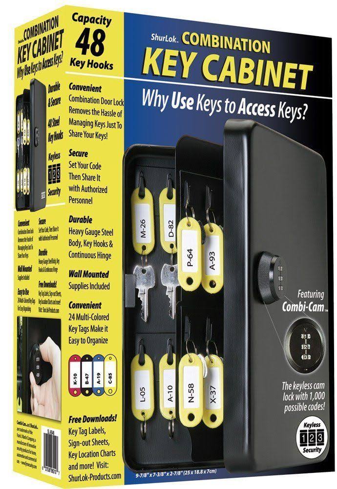 Combination Key Cabinet, 48 Hook, Black Z72993