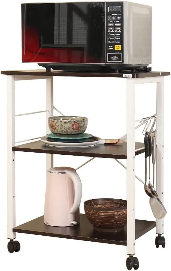3-Tier Kitchen Baker's Rack with Storage, Black Brown R4816