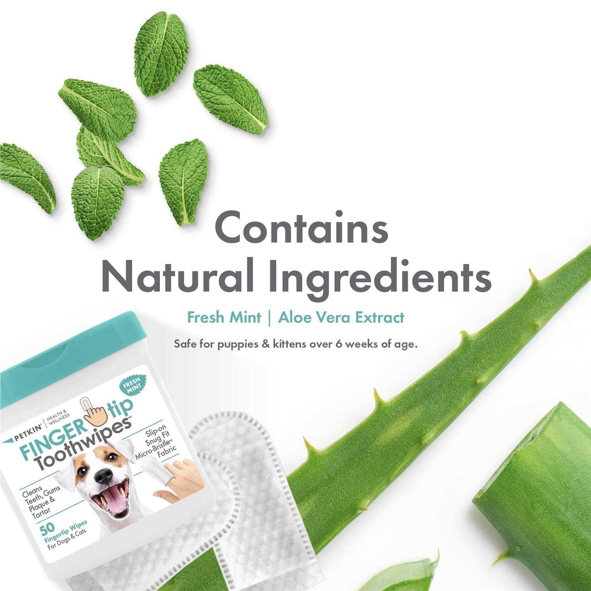 Fingertip Tooth Wipes for Dogs and Cats 50 Finger Wipes V149335