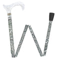 White Pearlz Rhinestone Collar Black Swirl Adjustable Folding Cane T668