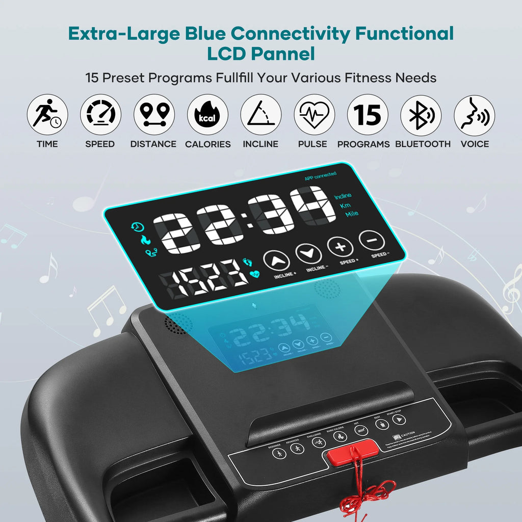 17 Wide Electric Folding Treadmill with Auto Incline H770