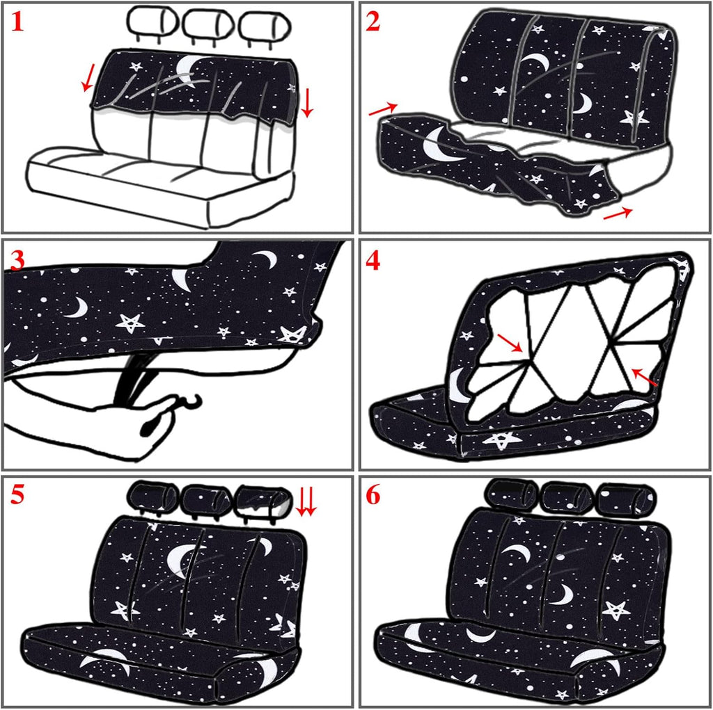 15 Pieces Moon and Stars Car Seat Cover Full Set M655646
