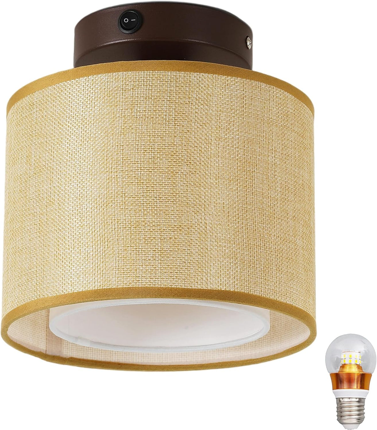 12V RV Interior Light Fixture with On&Off Switch, Beige Fabric Shade P81489