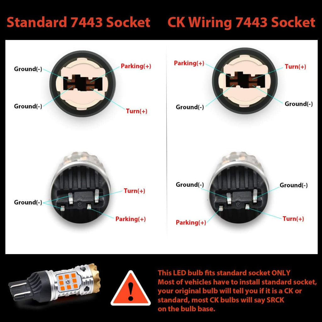 7443 LED Bulb CANBUS Ready Turn Signal Light Error Free Anti Hyper Flash Amber Yellow Pack of 2 S2108