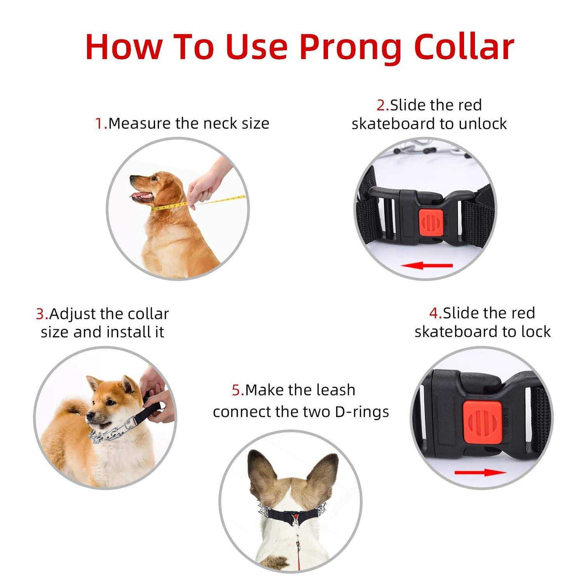 Dog Training Collar, No Pull Prong Collar for Large Dogs P5189
