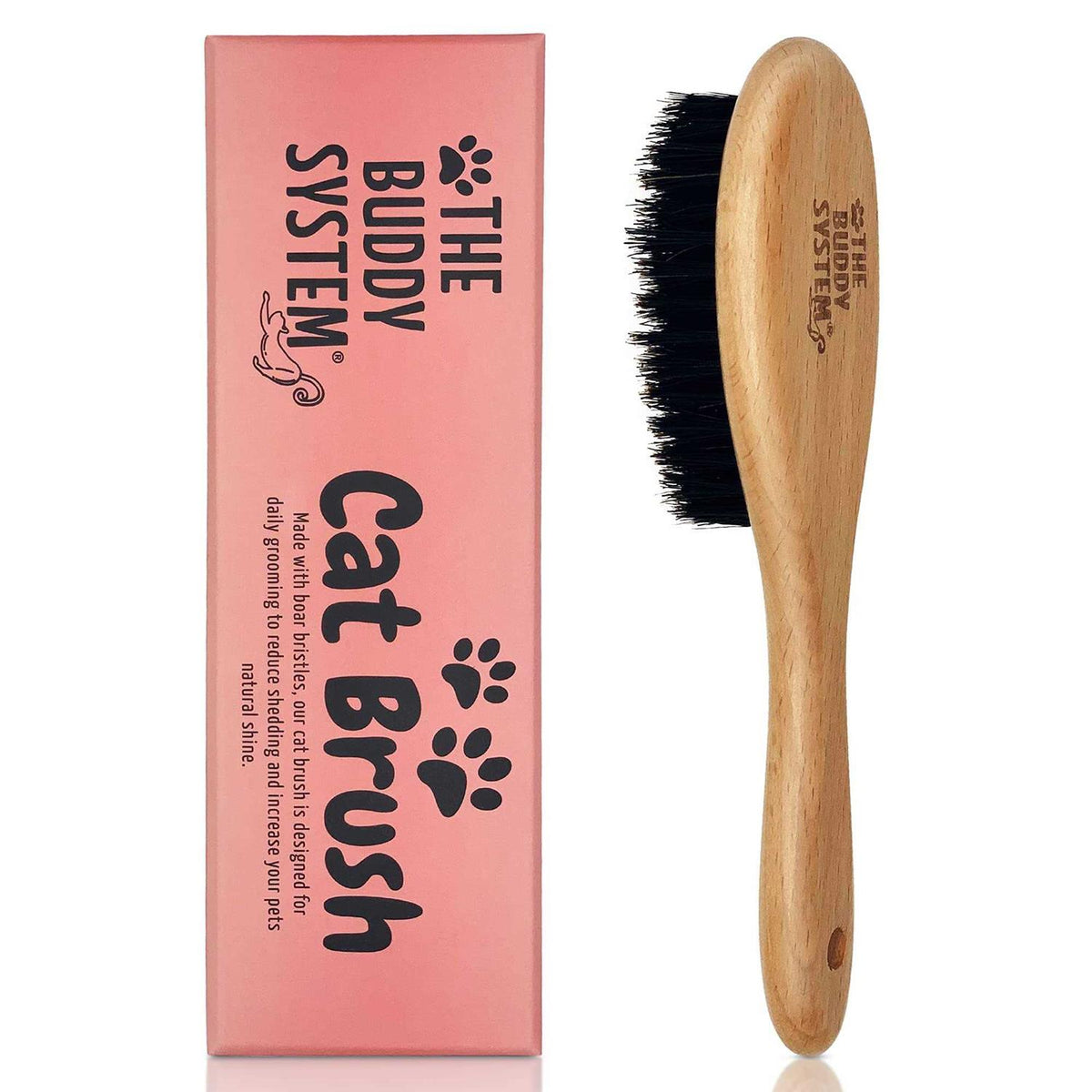 Boar Bristle Wooden Handle Cat Brush J4867