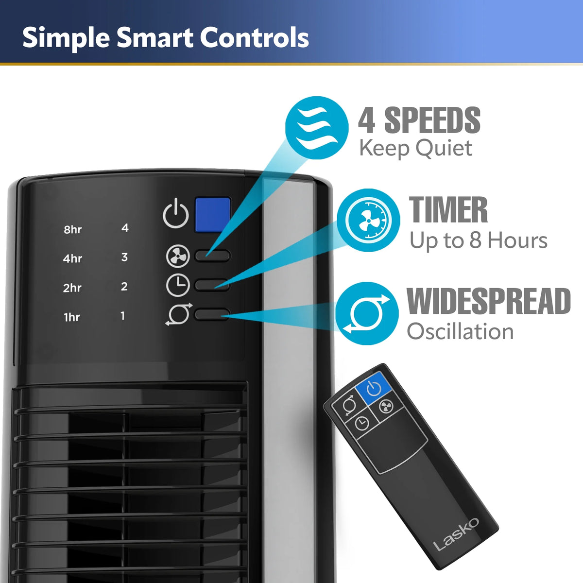 4-Speed Hybrid Tower Fan with Timer and Remote Control G632978