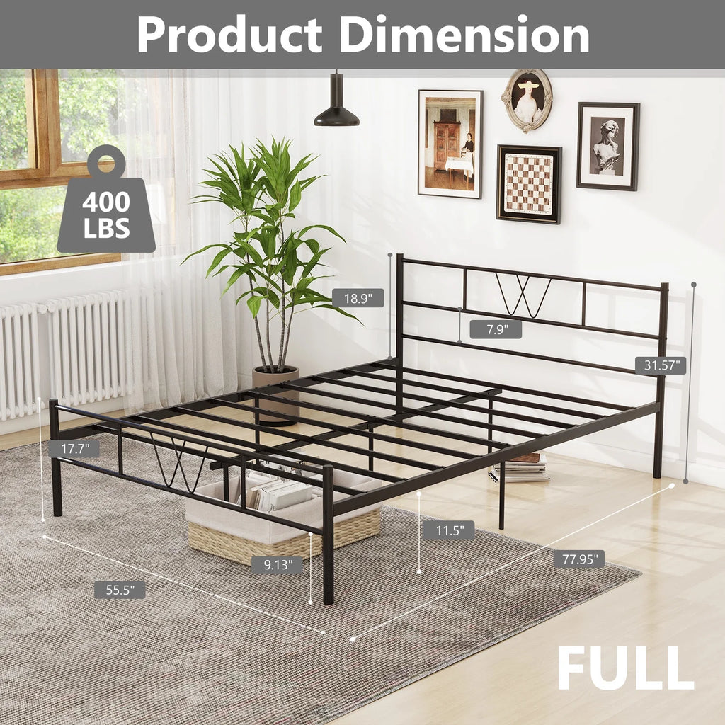 Full Size Metal Platform Bed Frame with Headboard and Footboard C535