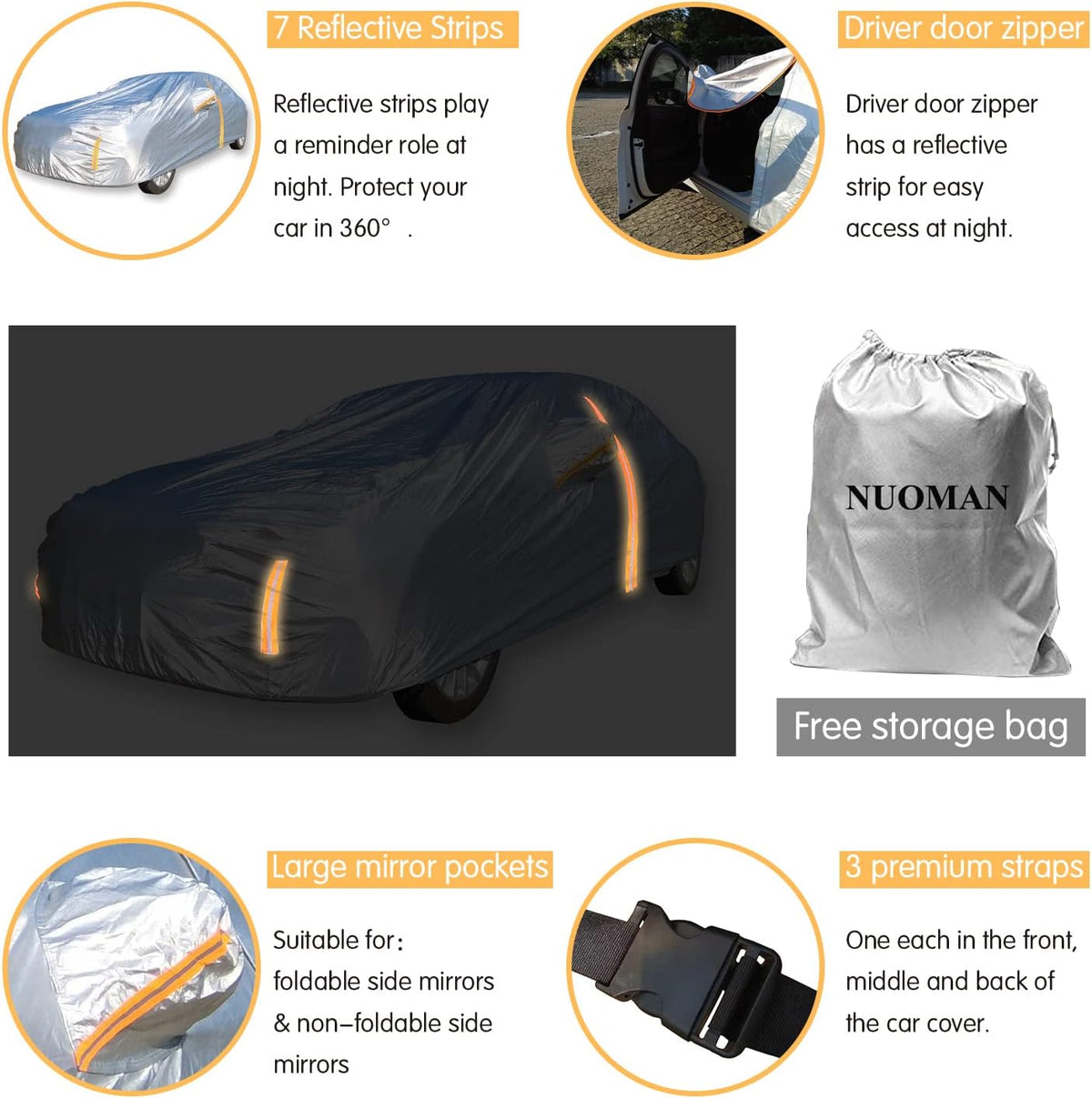 6 Layers SUV Car Cover Waterproof with Zipper Cotton M52702