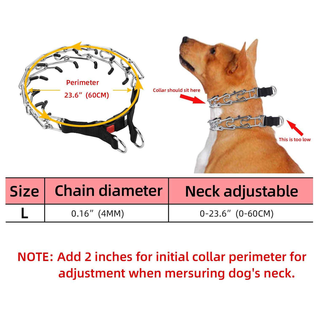 Dog Training Collar, No Pull Prong Collar for Large Dogs P5189