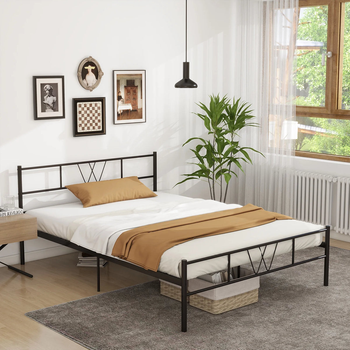 Full Size Metal Platform Bed Frame with Headboard and Footboard C535