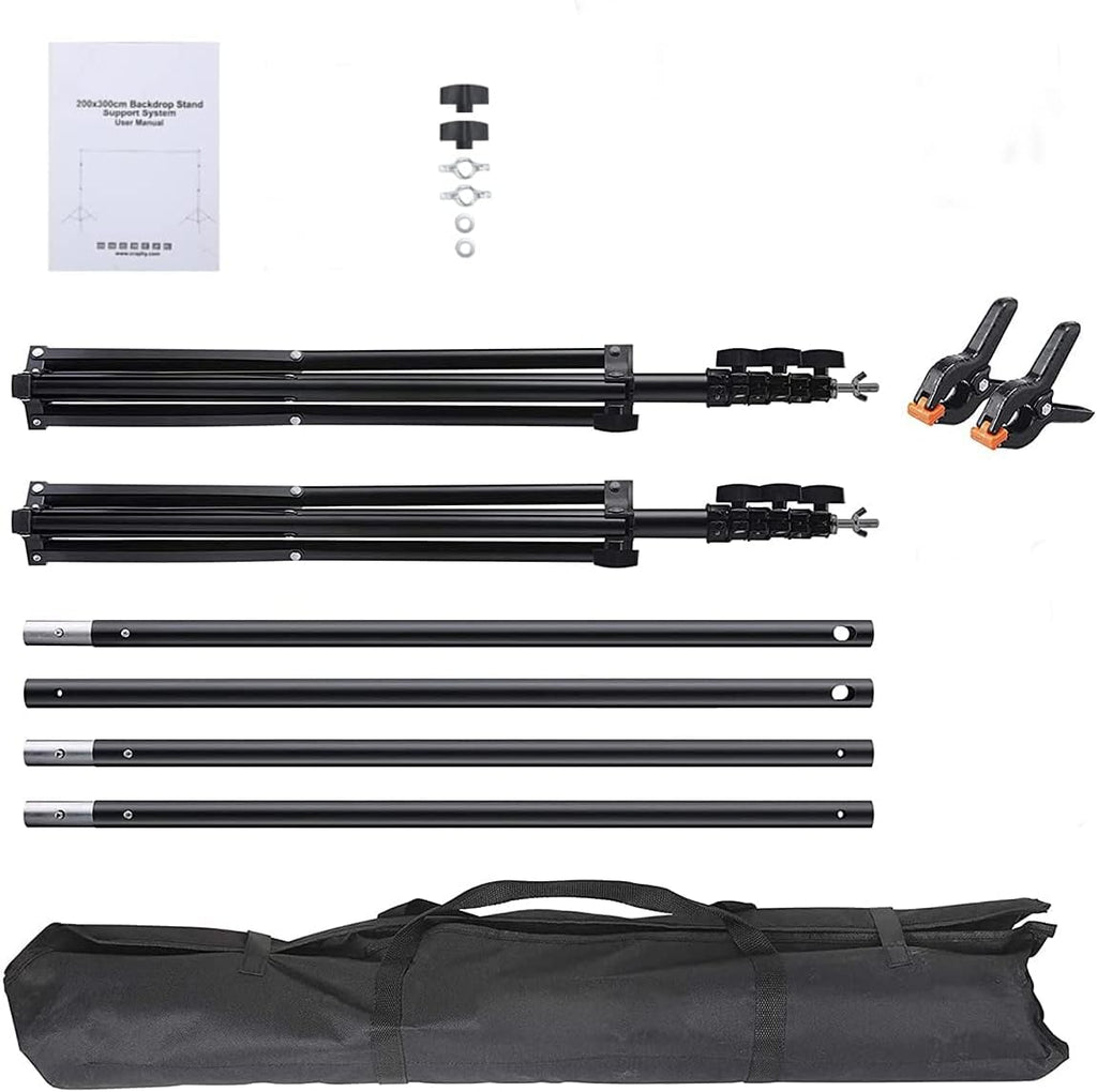 10x8.5FT Backdrop Stand Kit with Spring Clamp, Sand Bag, Carry Bag J372770